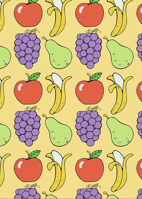 Apple Greeting Card featuring the drawing Fruit Pattern by CSA Images