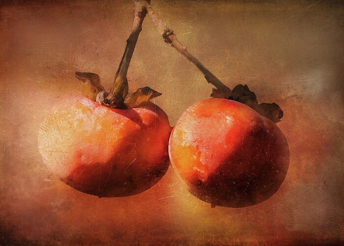 Photography Greeting Card featuring the digital art Fuji Persimmons by Terry Davis