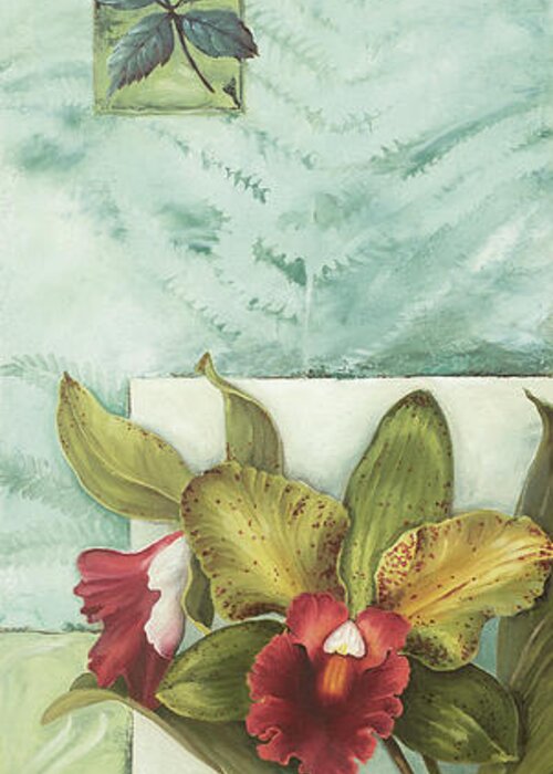 Orchid Greeting Card featuring the painting Full Orchid Duo 1 by Lisa Audit