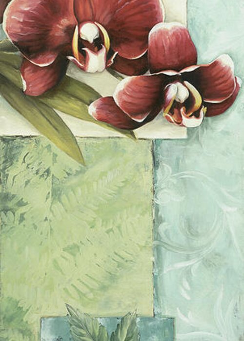 Orchid Greeting Card featuring the painting Full Orchid Duo 2 by Lisa Audit