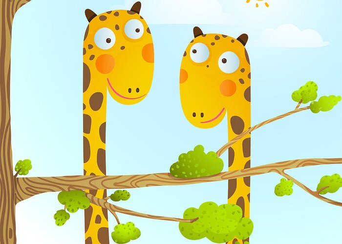 Fun Cartoon Baby Giraffe Animals Greeting Card by Popmarleo