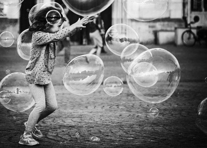 Bubble Greeting Card featuring the photograph Fun by Oussama Mazouz