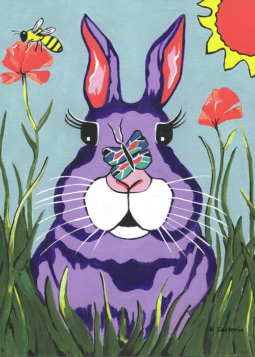 Funny Bunny Greeting Card featuring the mixed media Funny Bunny by Sartoris Art