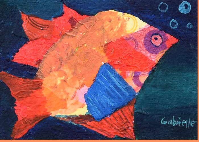 Fish Greeting Card featuring the mixed media Funny Fish by Gabrielle Munoz