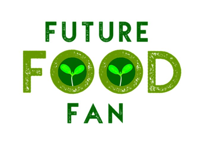  Greeting Card featuring the drawing Future Food Fan centered - two greens by Charlie Szoradi