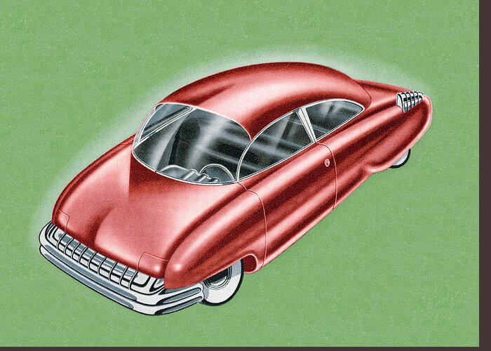 Auto Greeting Card featuring the drawing Futuristic Red Car by CSA Images