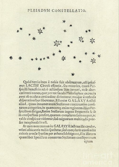 Pleiades Greeting Card featuring the photograph Galileo's Observations Of Stars In The Pleiades by Library Of Congress, Rare Book And Special Collections Division/science Photo Library