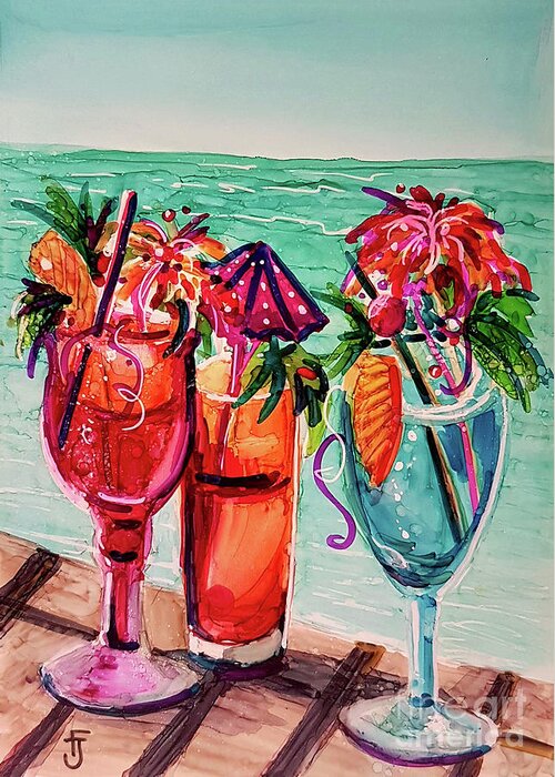 Alcohol Ink Greeting Card featuring the mixed media Gal's Afternoon Out by Francine Dufour Jones