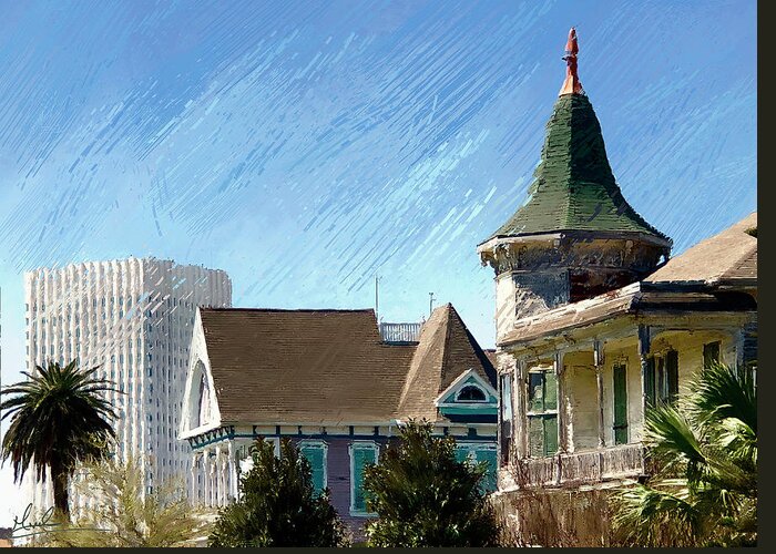 Galveston Greeting Card featuring the photograph Galveston Architecture Row by GW Mireles