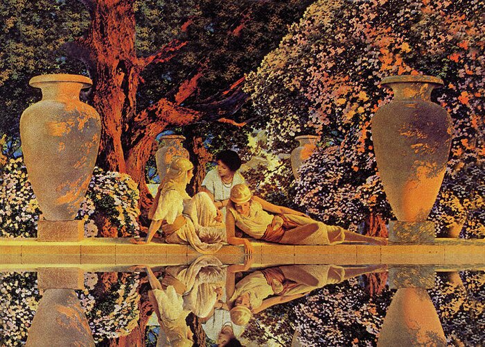Reflection Greeting Card featuring the painting Garden of Allah by Maxfield Parrish