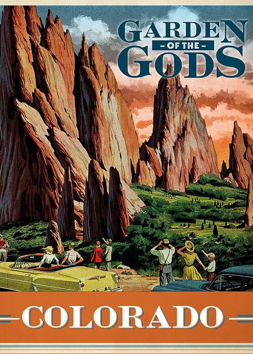 Colorado Greeting Card featuring the drawing Garden Of The Gods by James Bingham
