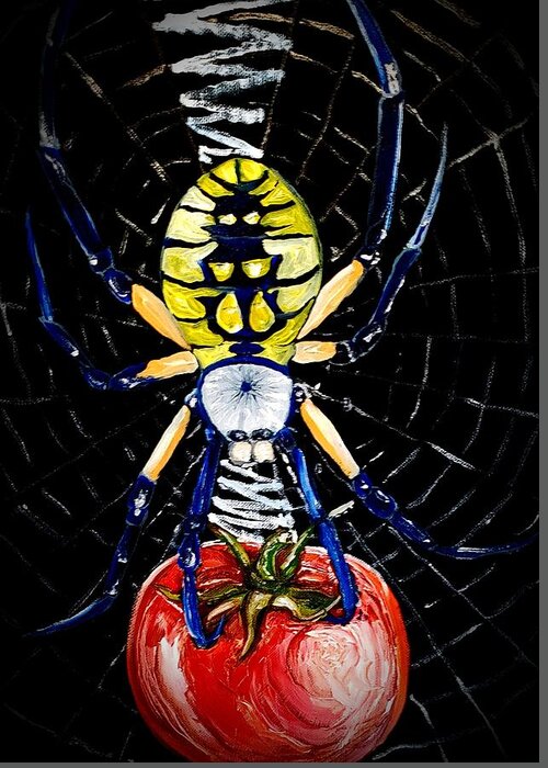 Argiope Greeting Card featuring the painting Garden Spider by Alexandria Weaselwise Busen