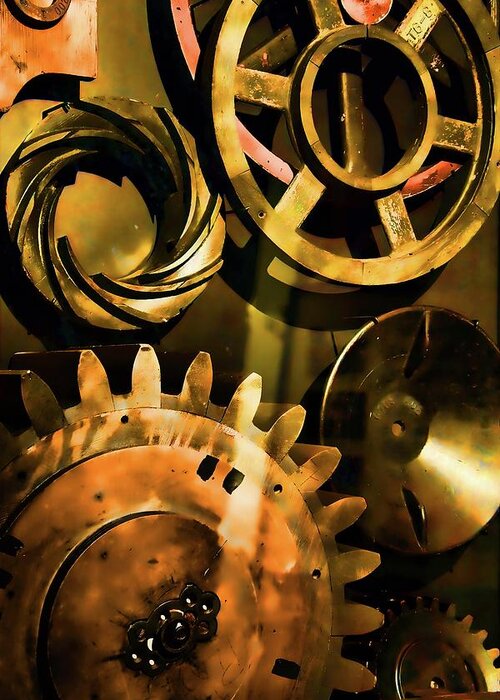  Greeting Card featuring the photograph Gears and Pulleys by Jack Wilson