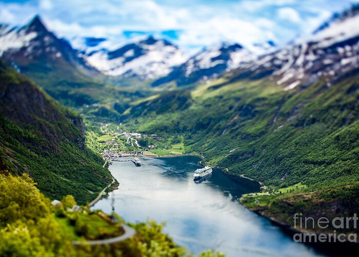 Geiranger Greeting Card featuring the photograph Geiranger Fjord Beautiful Nature by Andrey Armyagov