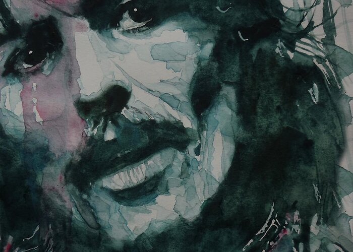 The Beatles Greeting Card featuring the painting George Harrison - All Things Must Pass by Paul Lovering