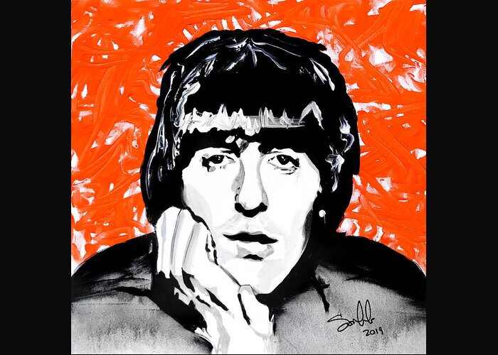 George Harrison Greeting Card featuring the painting George by Sergio Gutierrez