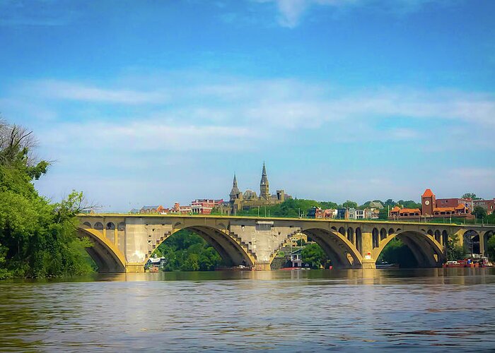 Georgetown Greeting Card featuring the photograph Georgetown from the Potomac by Lora J Wilson