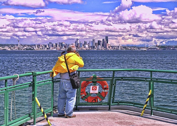 Seattle Greeting Card featuring the photograph Getting the Shot - Seattle by Allen Beatty
