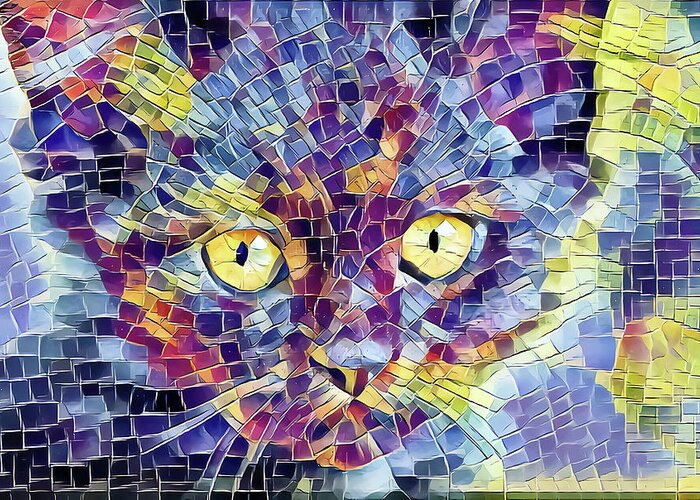 Kitten Greeting Card featuring the digital art Giant Head Mosaic by Don Northup