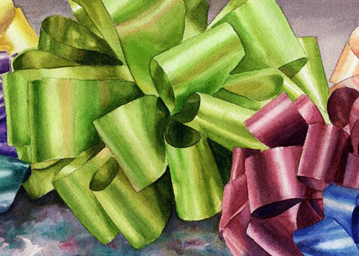 Bows Painting Greeting Card featuring the painting Gifts by Anne Gifford