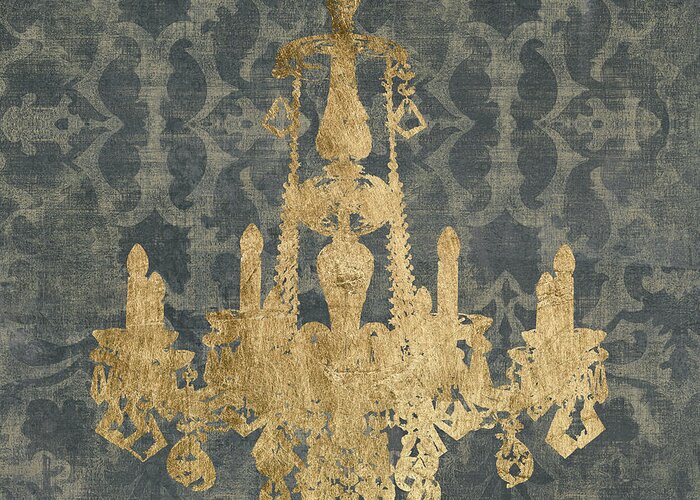 Decorative Greeting Card featuring the painting Gilt Chandelier II by Jennifer Goldberger