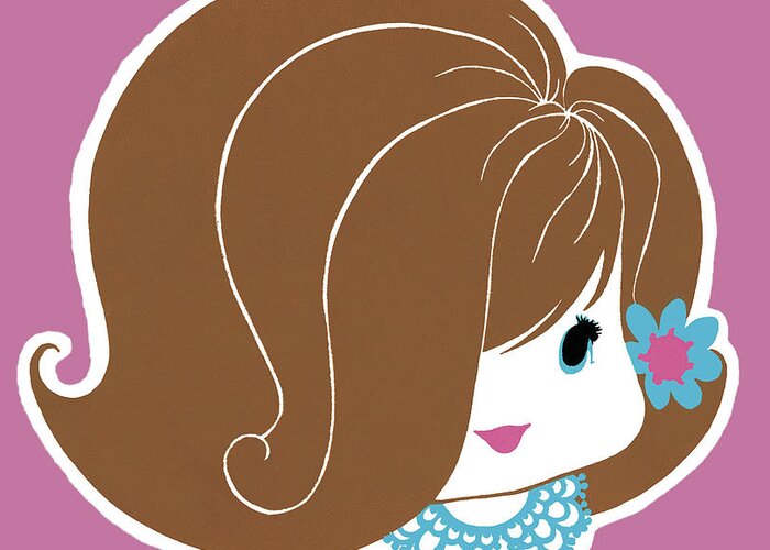 Bashful Greeting Card featuring the drawing Girl With Lots of Hair by CSA Images