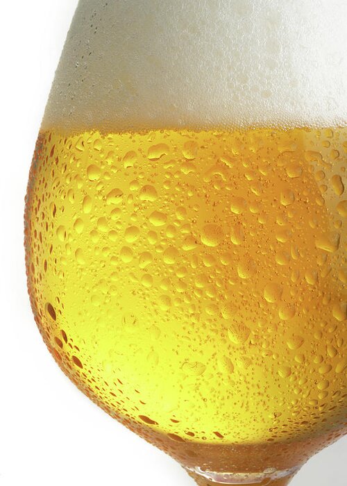 White Background Greeting Card featuring the photograph Glass Of Cold Beer by Foodad / Multi-bits