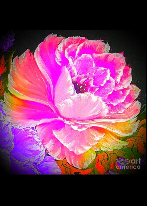 Flowers Greeting Card featuring the painting Gorgeous Rose Queen Fantasy Pink . by Angela Whitehouse