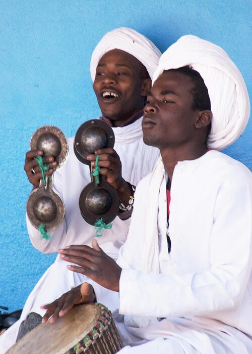 Gnaoua Greeting Card featuring the photograph Gnaouan Musicians by Jessica Levant