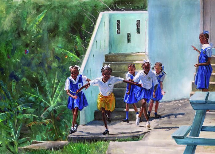 Caribbean Art Greeting Card featuring the painting Go by Jonathan Gladding