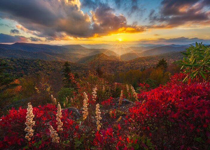 Glow Greeting Card featuring the photograph Golden Glow Over The Blue Ridge by J & W Photography
