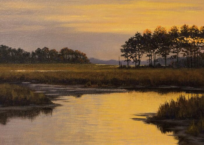Golden Hour Greeting Card featuring the painting Golden Hour by Wilhelm Goebel