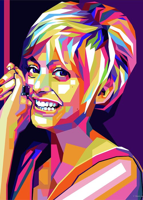 Goldie Greeting Card featuring the digital art Goldie Hawn pop art by Stars on Art