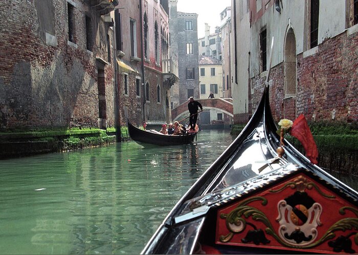 People Greeting Card featuring the photograph Gondola With Tourists In Venice by G01xm