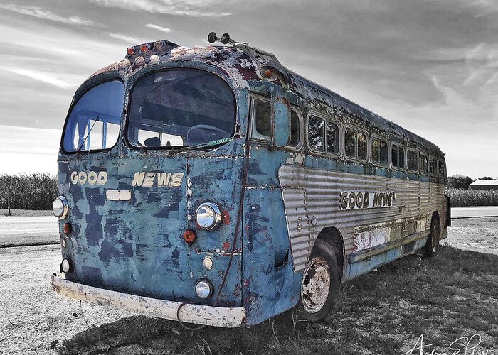 Bus Greeting Card featuring the photograph Good News Still Travels by Andrea Platt