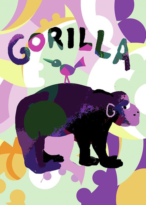 Gorilla Greeting Card featuring the digital art Gorilla by Holly Mcgee
