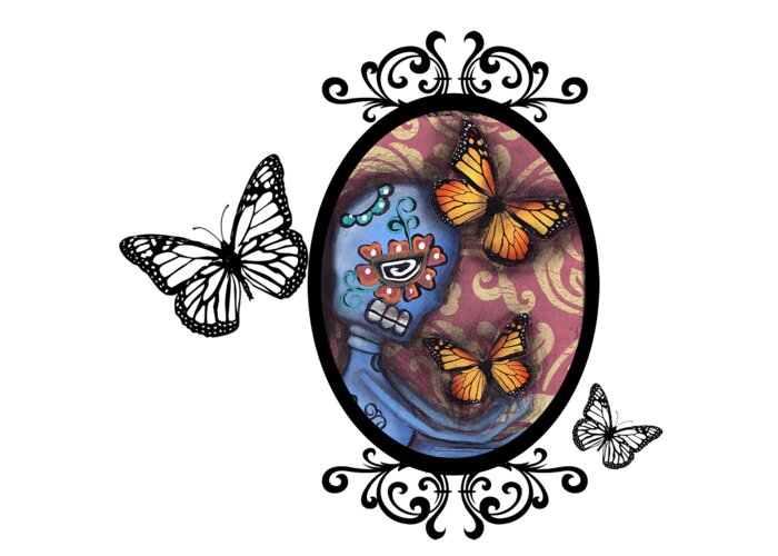 Day Of The Dead Greeting Card featuring the photograph Gothic Frame Sugar Skull by Abril Andrade