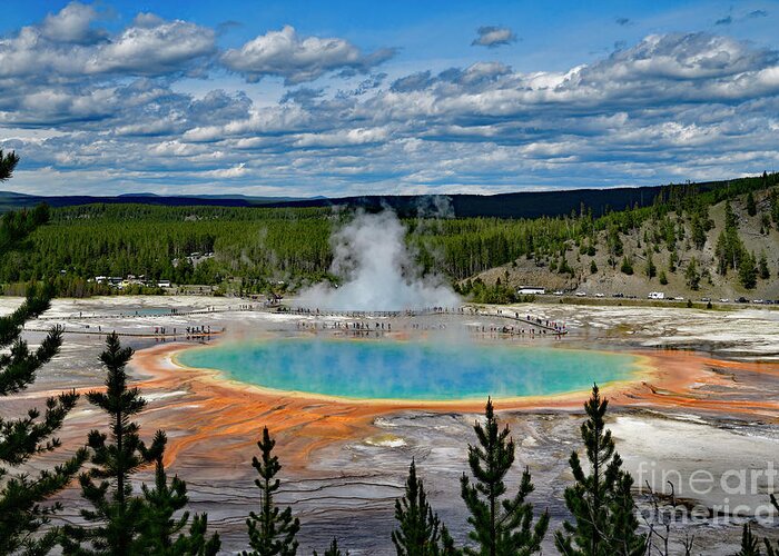 Grand Prismatic Spring Greeting Card featuring the photograph Grand Prismatic Spring by Amazing Action Photo Video