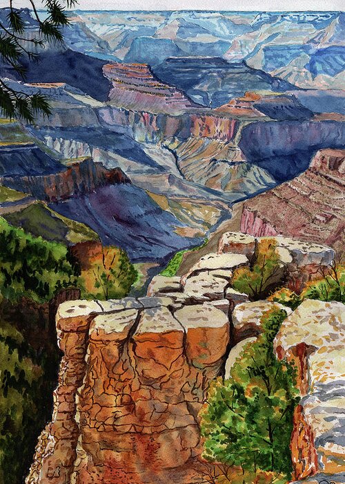 Morning Greeting Card featuring the painting Grandview Point by Timithy L Gordon