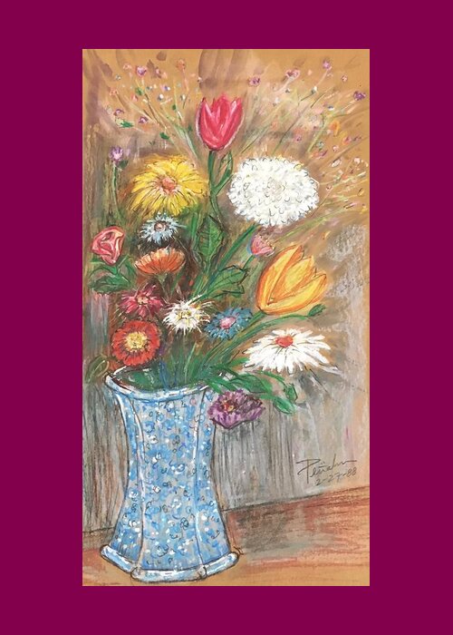 Ricardosart37 Greeting Card featuring the painting Gratitude Bouquet by Ricardo Penalver deceased