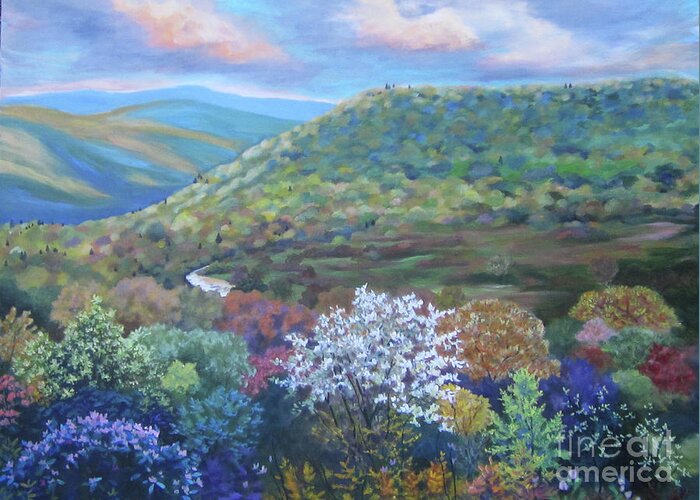 Field Greeting Card featuring the painting Graveyard Fields by Anne Marie Brown