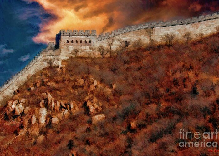 Great Wall China Greeting Card featuring the photograph Great Clouds Over The Great Wall China by Blake Richards