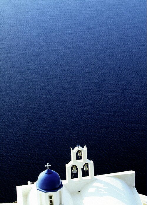Shadow Greeting Card featuring the photograph Greek Orthodox Chapel On Santorini by John Seaton Callahan