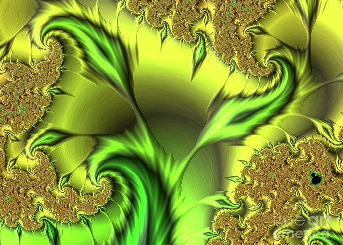 Fractals Greeting Card featuring the digital art Green Flame by Elisabeth Lucas