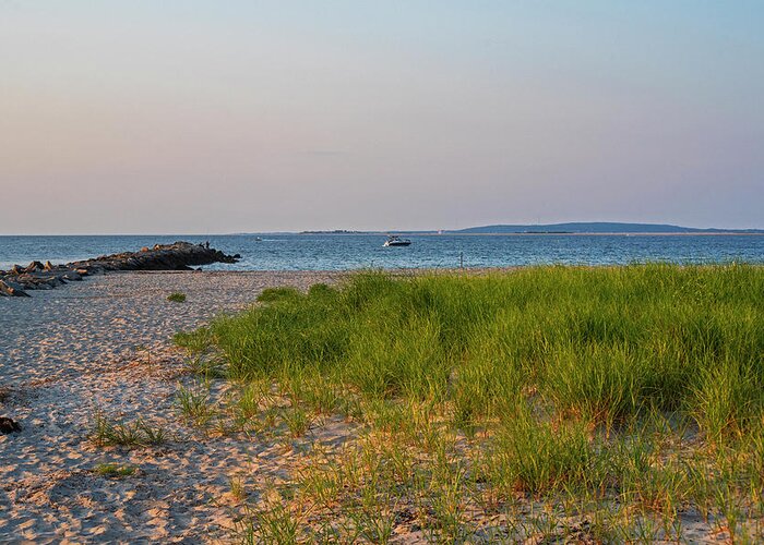 Marshfield Greeting Card featuring the photograph Green Harbor Beach Sea Grass and Jetty Marshfield MA by Toby McGuire