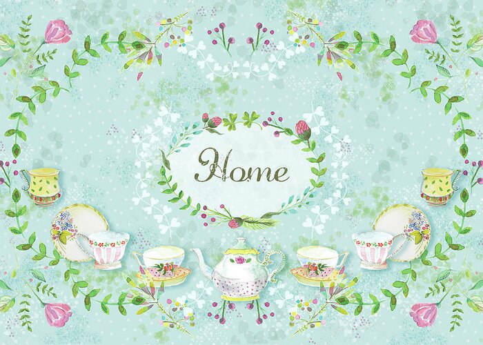 Green Home Greeting Card featuring the digital art Green Home by Gal Designs