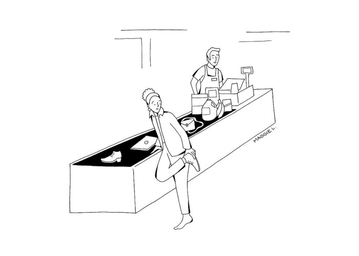 Captionless Greeting Card featuring the drawing Grocery Store TSA by Maggie Larson