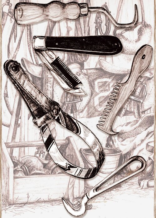 Grooming Tools & Tac Greeting Card featuring the painting Grooming Tools & Tac by Sher Sester