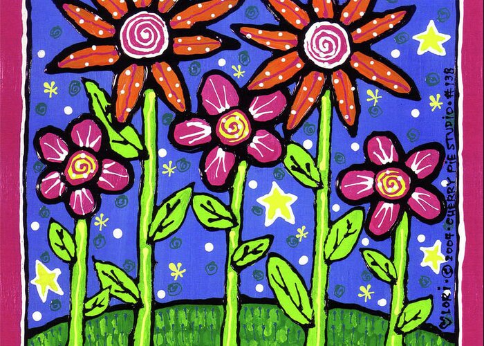 Daisies And Stars
Grow Continuously Greeting Card featuring the painting Grow Continuously by Cherry Pie Studios