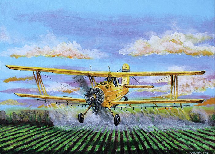 Ag Cat Greeting Card featuring the painting Grumman Ag Cat by Karl Wagner